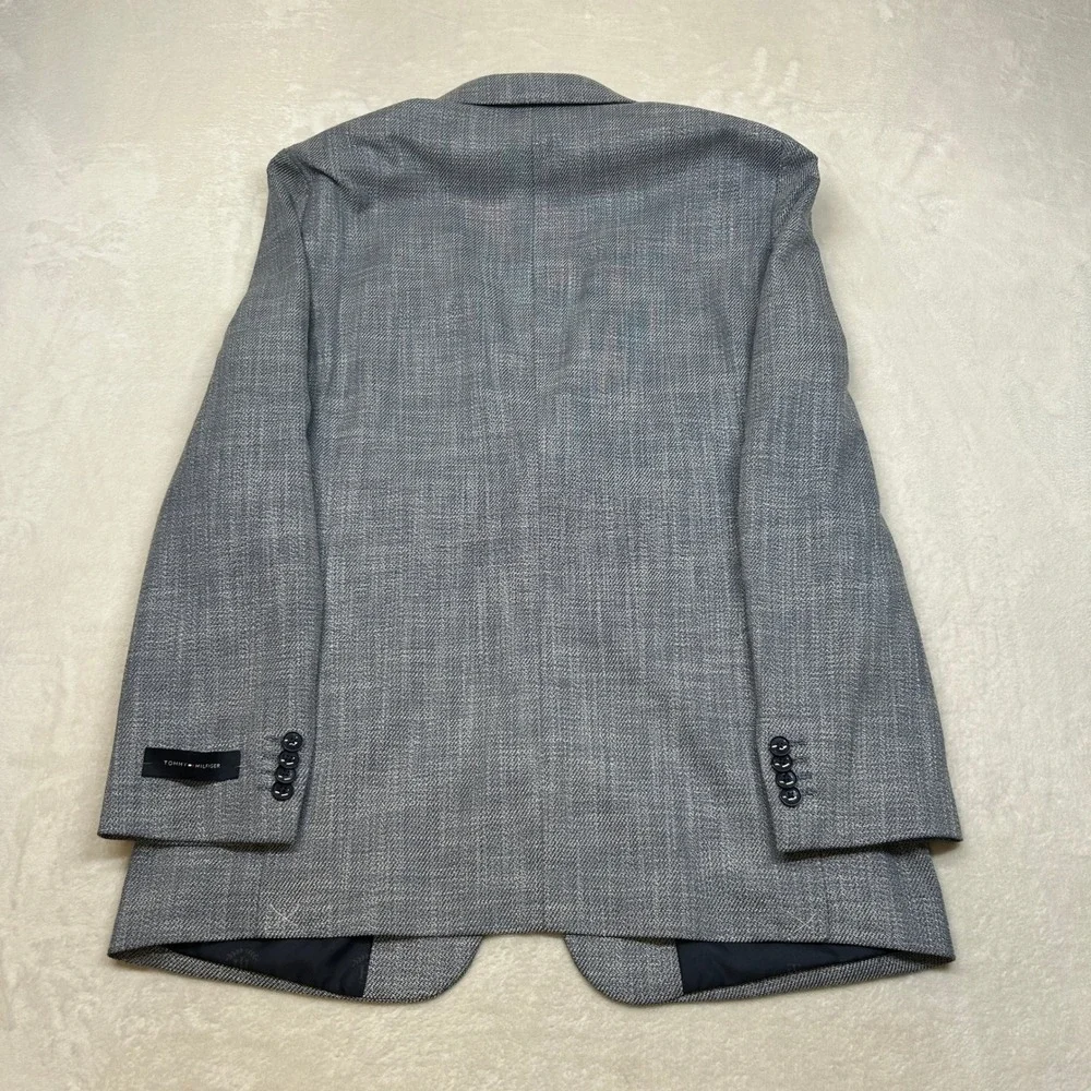 Tommy Hilfiger Sport Coat 38R 38 Denim Blue Patterned TH Flex $295‎